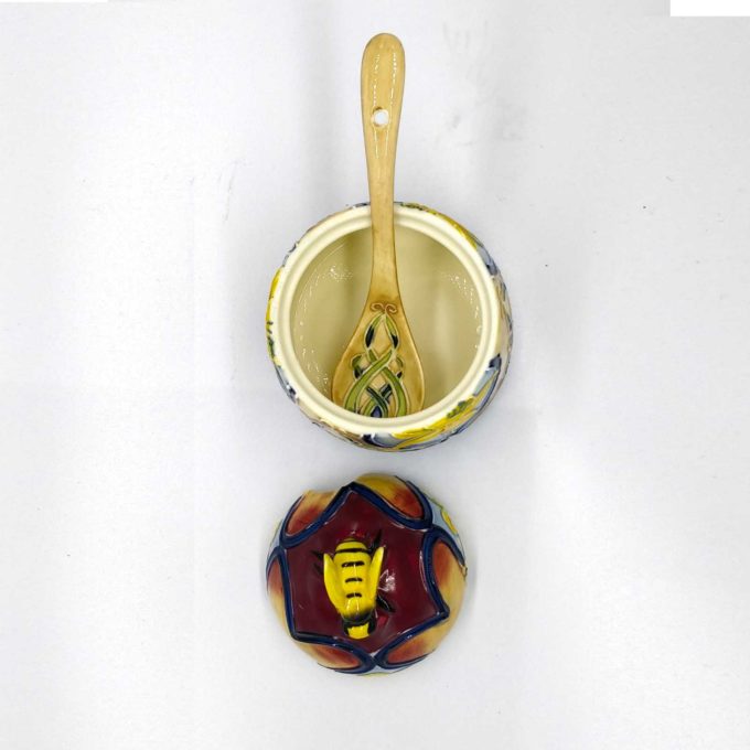 honey pot with dipper spoon