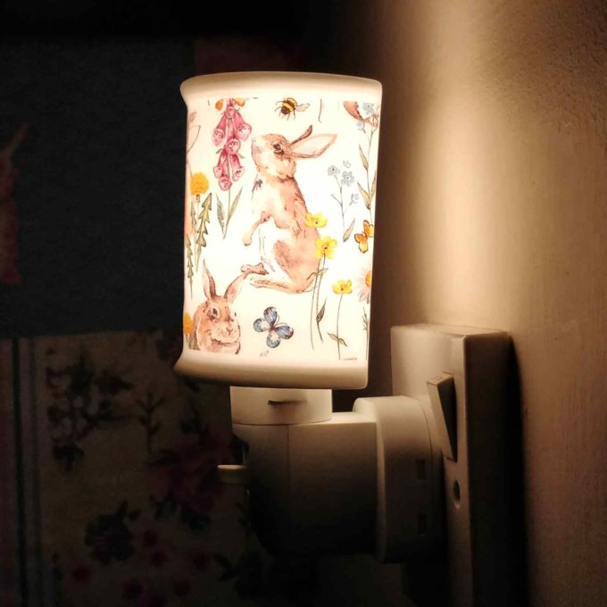 animal night light with rabbits