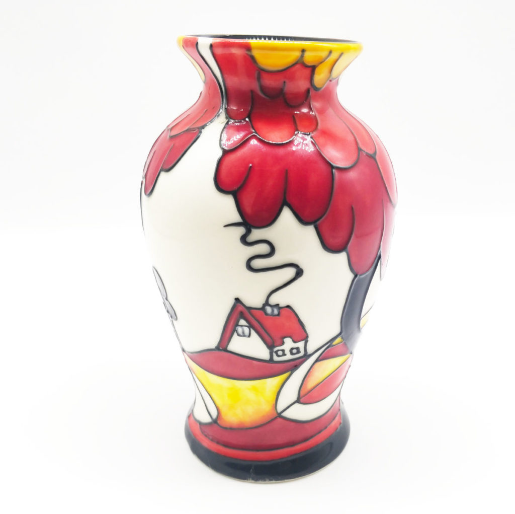 red centrepiece vase