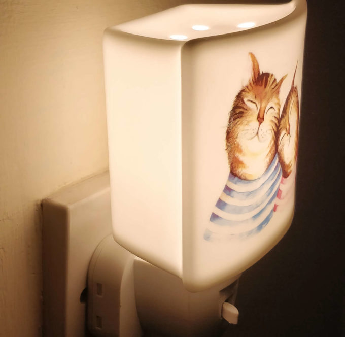 cat ceramic night light