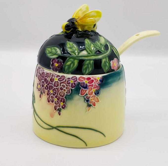 bee honey pot made from ceramics