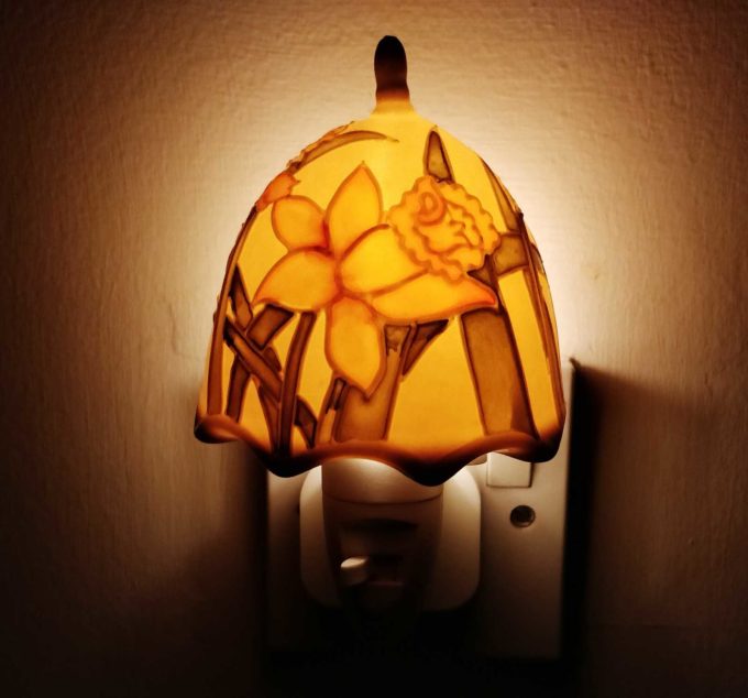 plug in led light with daffodils