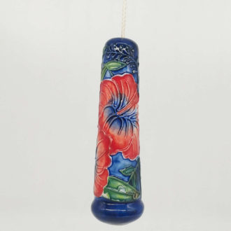 Blue Ceramic Light Pull with Hibiscus flower
