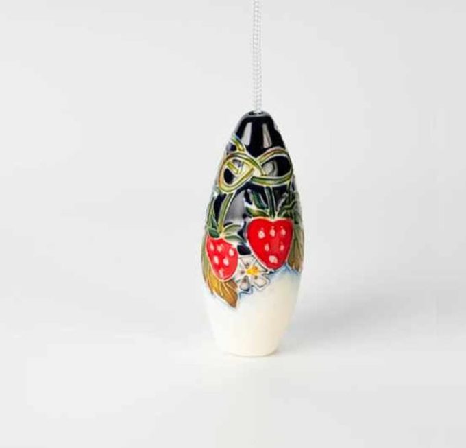 ceramic light pull for bathroom with a pretty strawberry fruit design