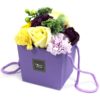 soap flower bouquet in purple box