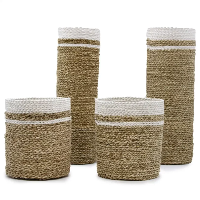 seagrass woven vase with bin set handmade wicker